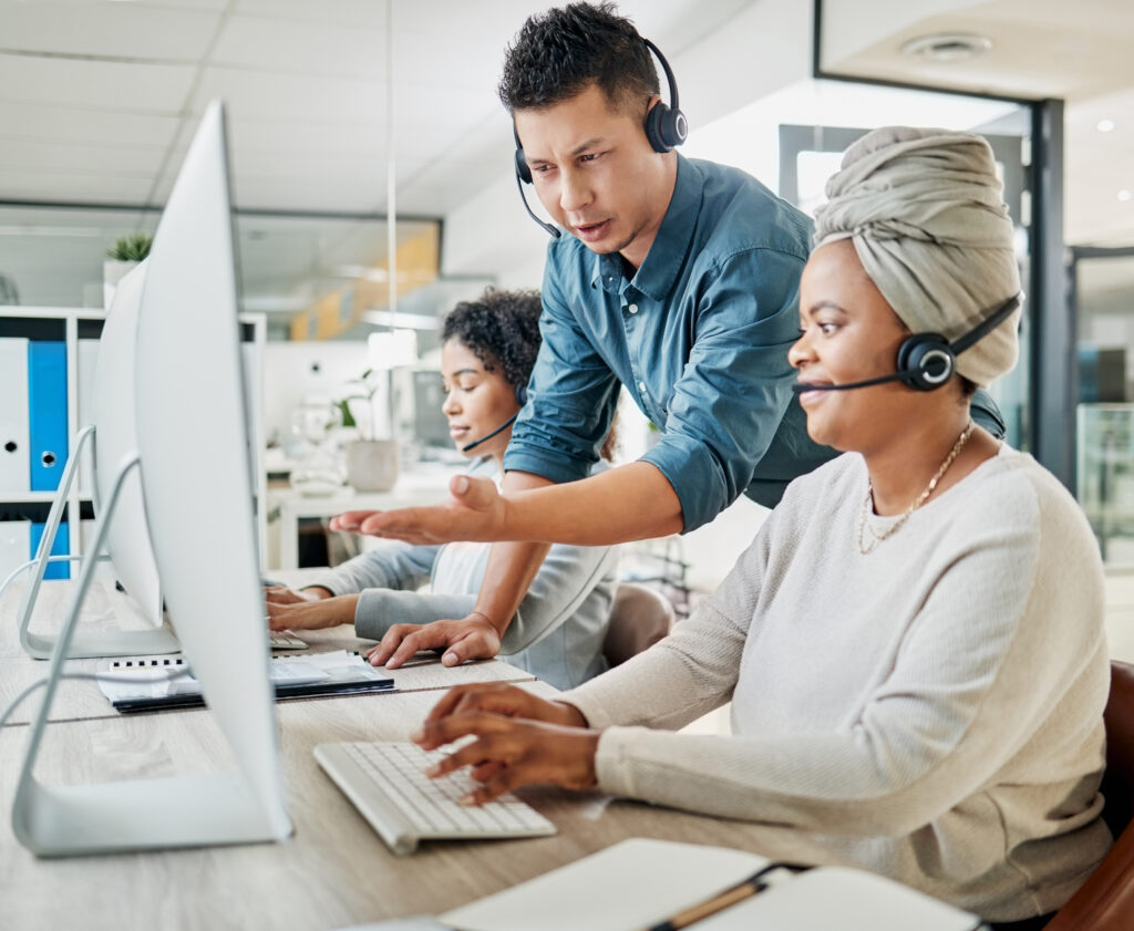 Employees using cloud-based phone system tools configured by KLR technicians