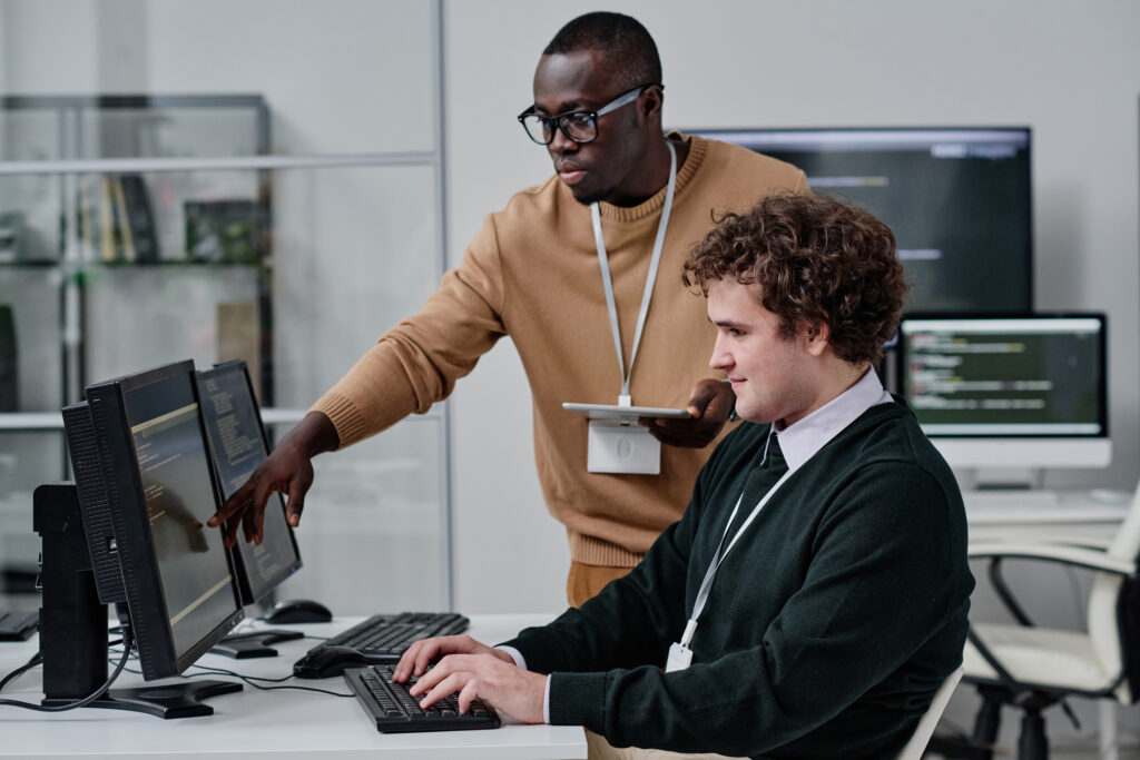 KLR engineers managing enterprise cloud-based backup services from a secure IT office environmen